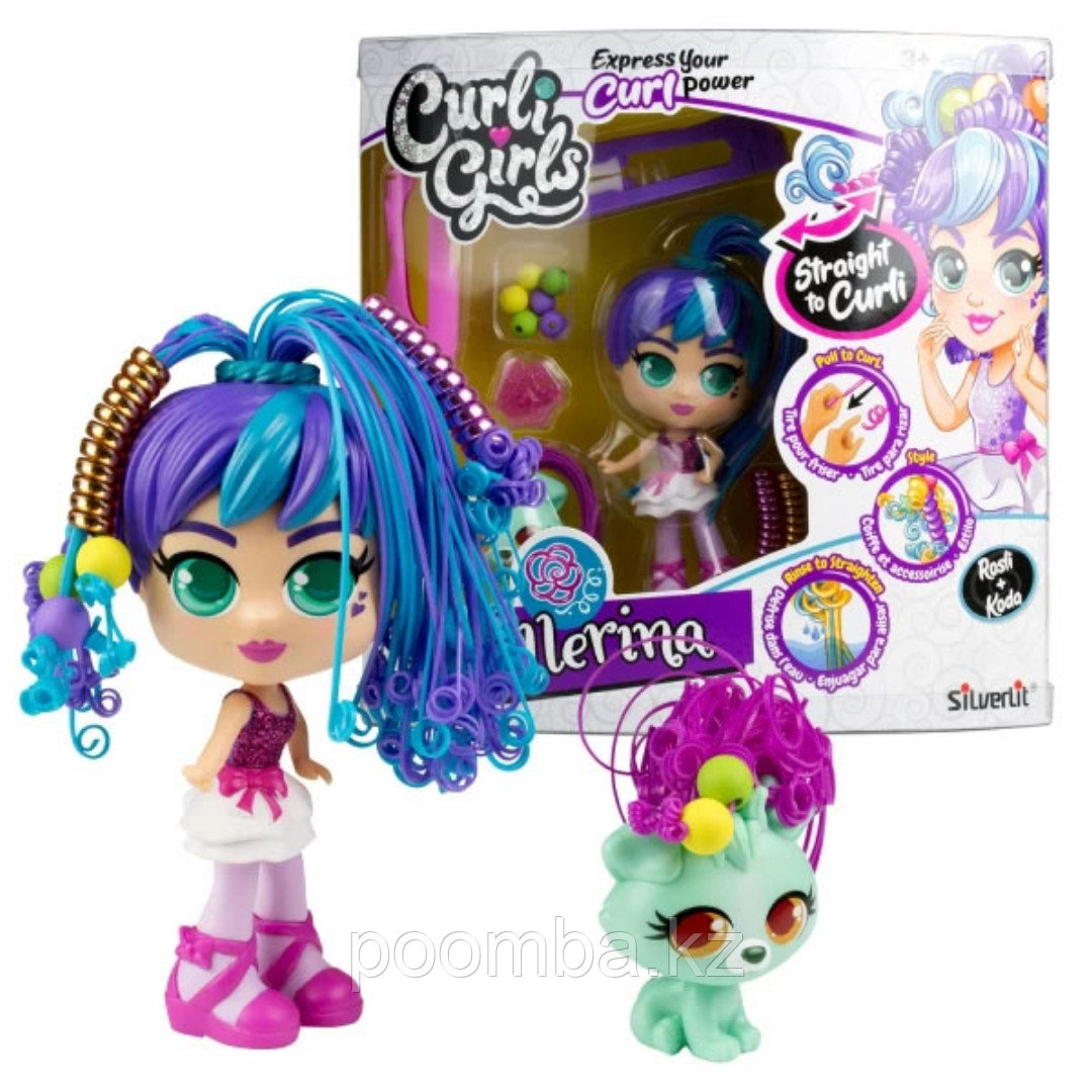 Игровой набор CURLI GIRLS Кукла Балерина Росли со щенком Коди