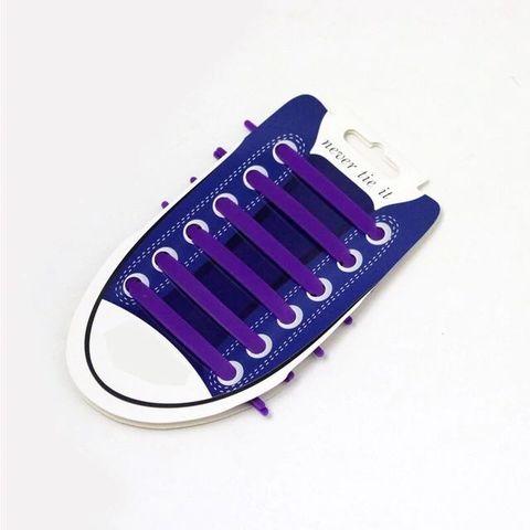 Шнурки для обуви эластичные силиконовые Never tie it {6+6} (Фиолетовый) - фото 1 - id-p69747311