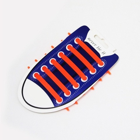 Шнурки для обуви эластичные силиконовые Never tie it {6+6} (Оранжевый) - фото 1 - id-p69747314