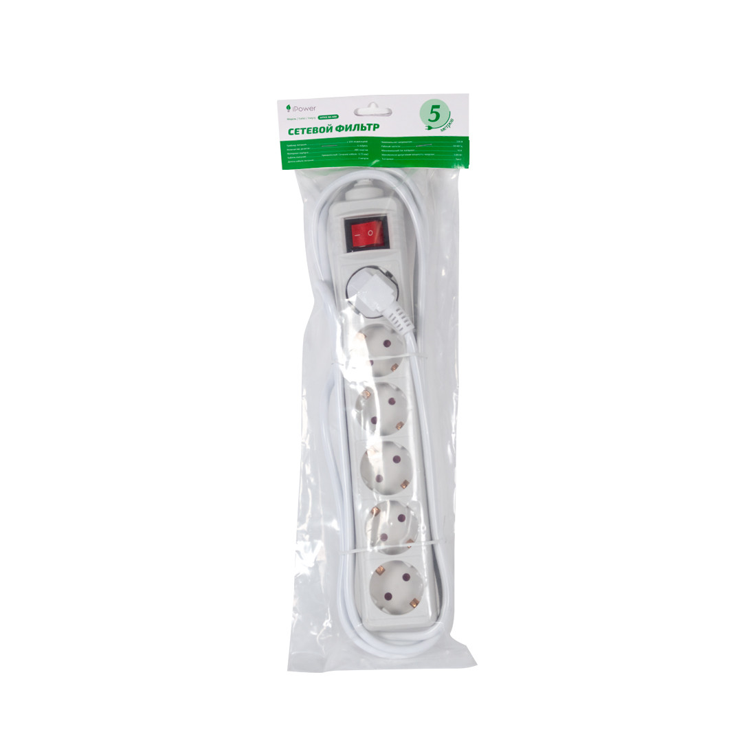 Сетевой фильтр iPower Office W6-50M 5 м. 220 в.