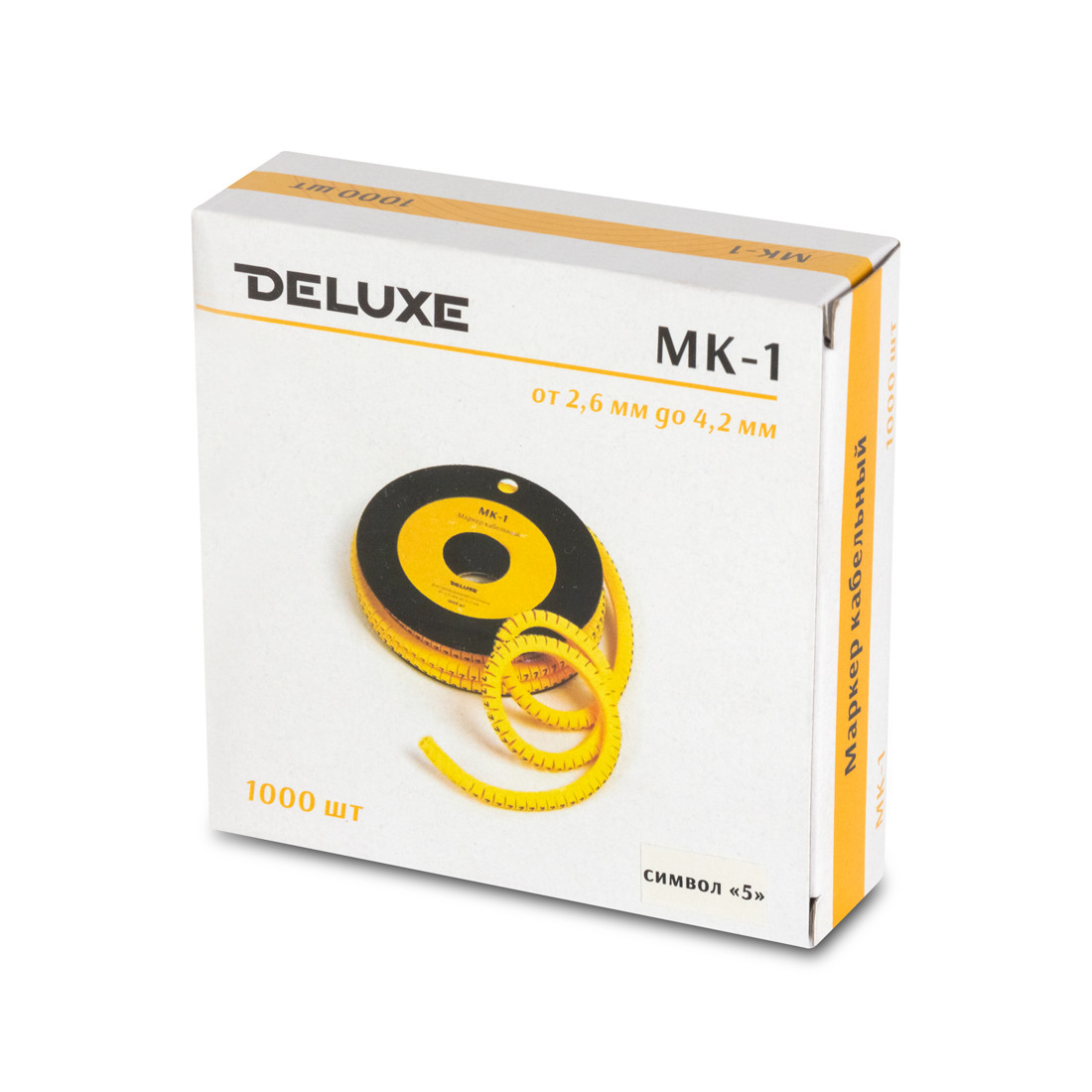 Маркер кабельный Deluxe МК-1 (2.6-4,2 мм) символ "5" (1000 штук в упаковке)