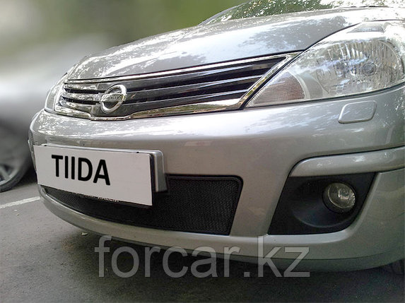 Защита радиатора Nissan Tiida (рестайлинг) Седан 2010 — 2013 black , фото 2