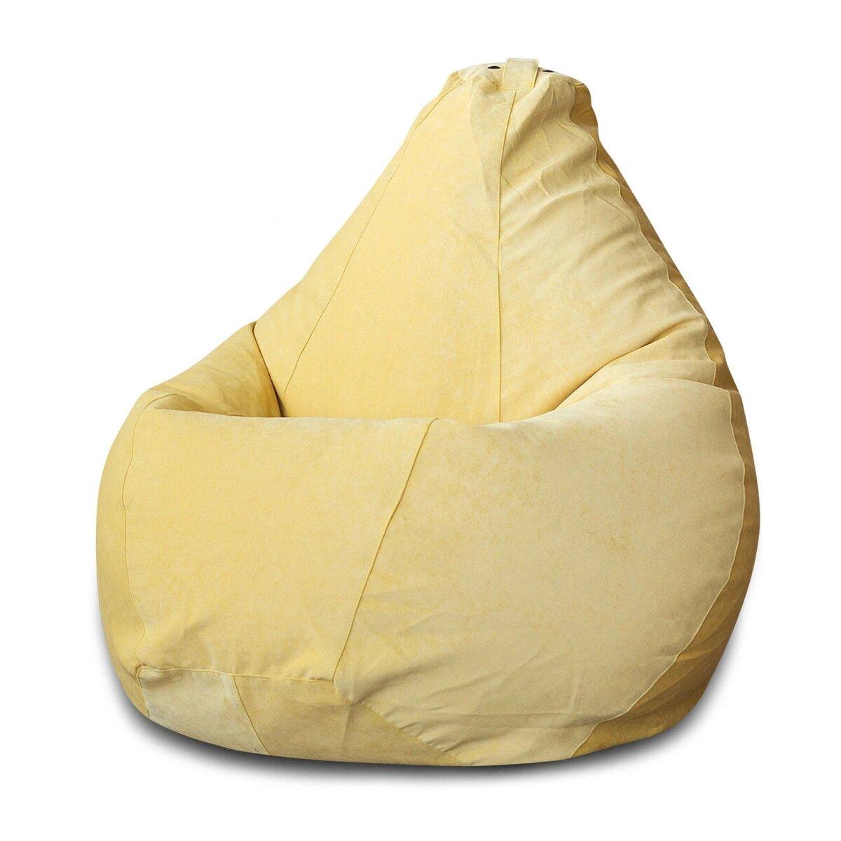 Кресло-мешок "Груша" Велюр, жёлтый, XL