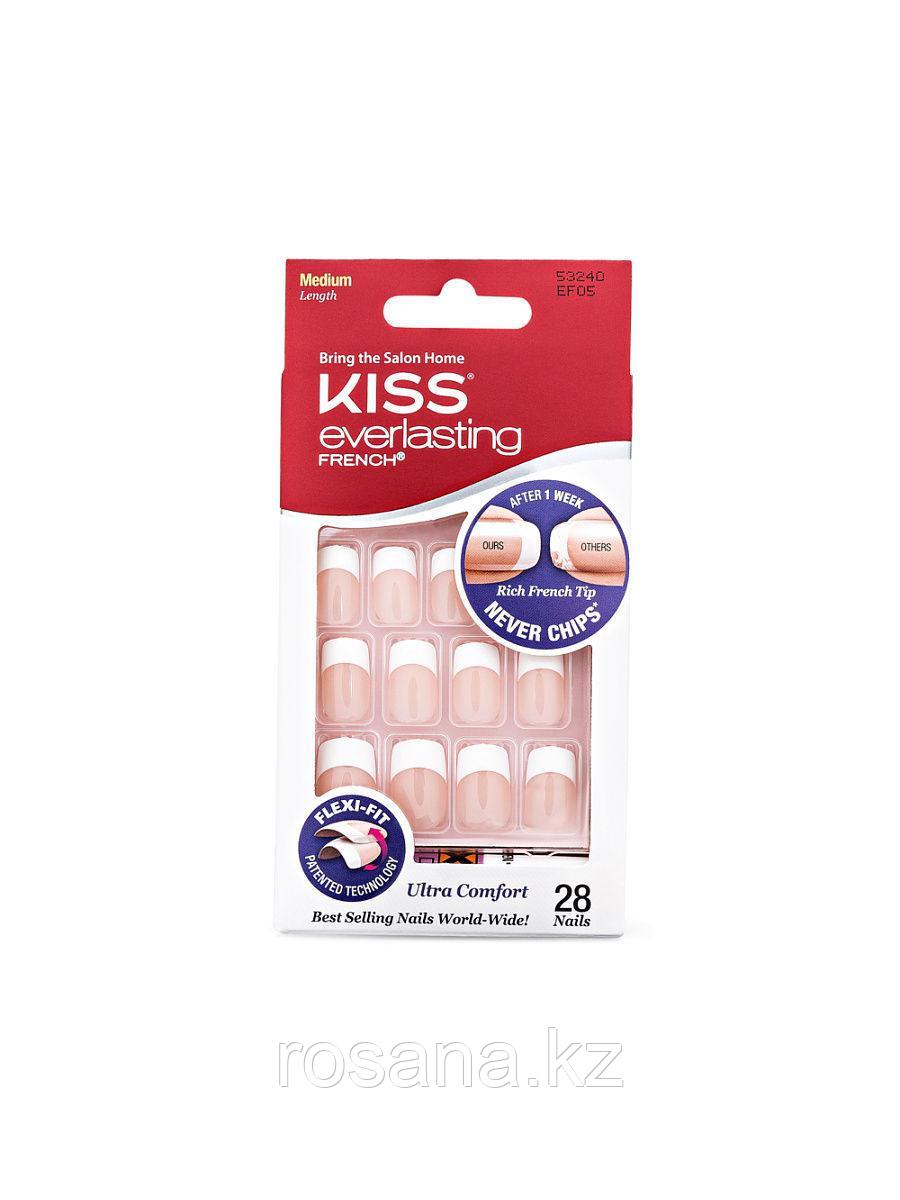 Kiss Набор накладных ногтей с клеем "Ультра стойкий французский маникюр" для классической формы ногтей  28 шт.