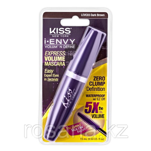 Kiss I Envy Термотушь "Сумасшедшие ресницы" Темно - коричневая (на блистере) Mascara Clamshell Dark Brown LEVC