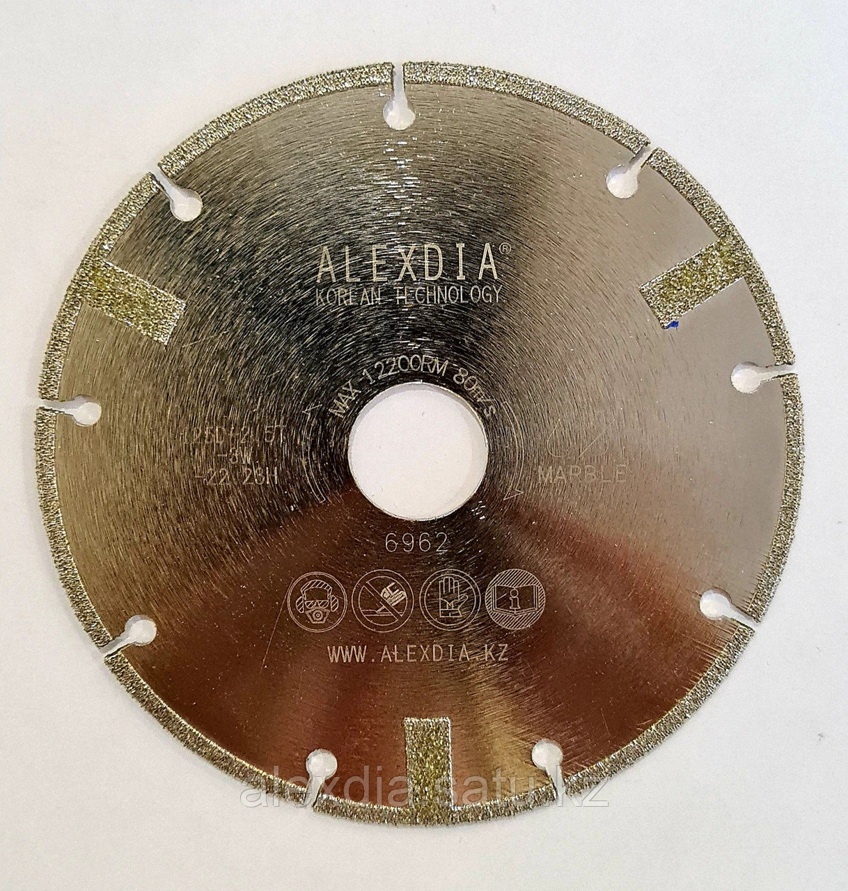 Сегментный диск с алмазным электронапылением по мрамору и травертину. ALEXDIA 180