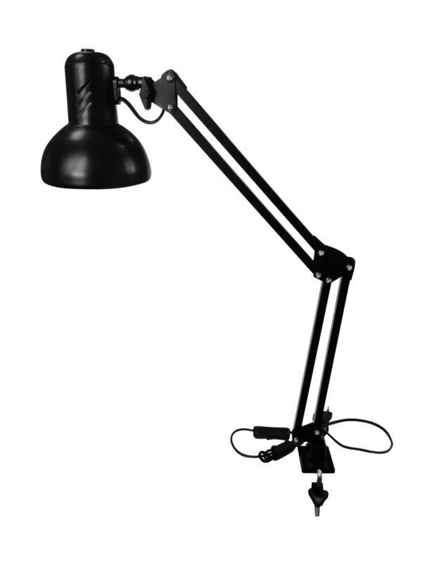 Настольный свет ильник НТО-12 (черный, настольный светильник на струбцине, металлический пантограф 70см, 60Вт,