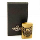 Зажигалка стальная газовая с крышкой с 3D декором VINTAGE STEEL LIGHTER (Золотой / Jack Daniels), фото 4