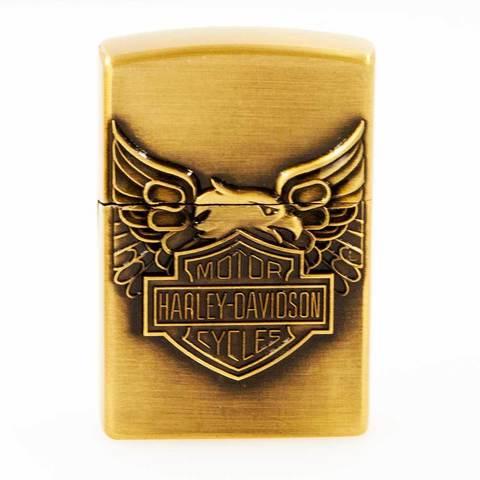 Зажигалка стальная газовая с крышкой с 3D декором VINTAGE STEEL LIGHTER (Серебряный / Harley Davidson) - фото 8 - id-p87045320