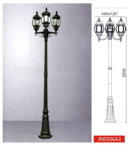 Парковый уличный светильник, >100W, е27, IP44 (Габариты, мм: 490х120х2200)