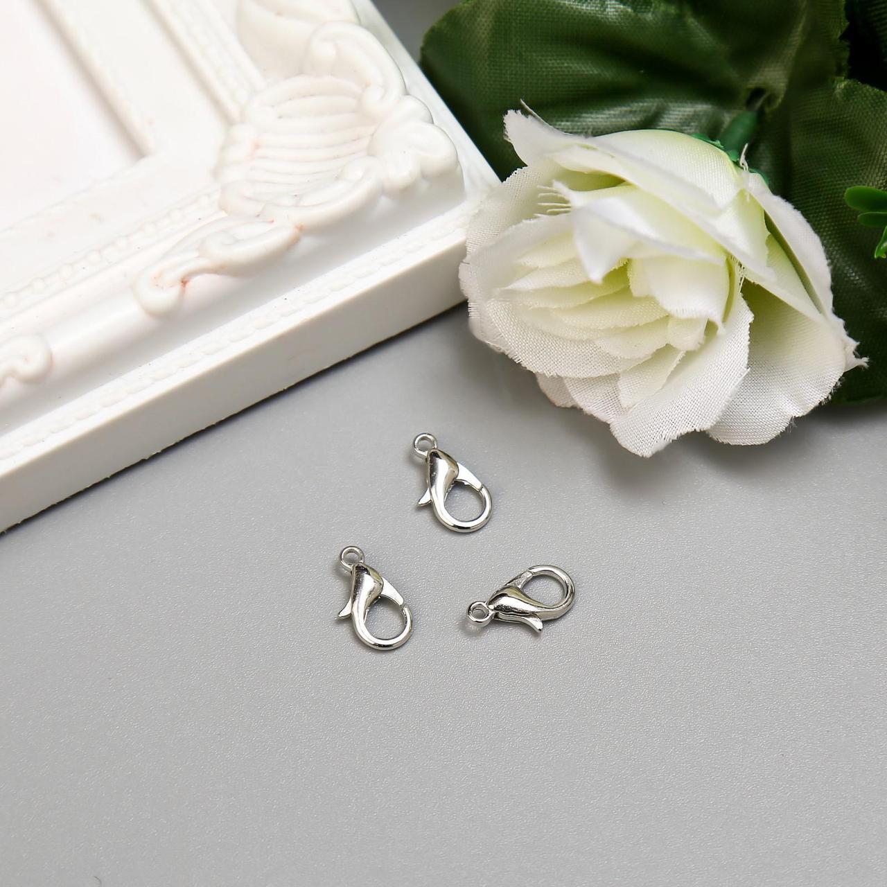 Основа для брелока карабин металл серебро 1,2х0,6 см ( набор 40 штук), фото 1