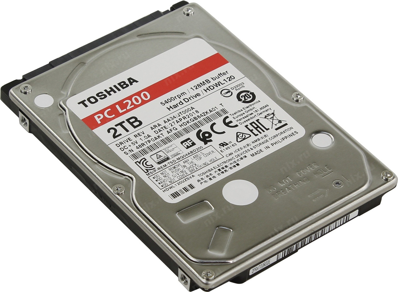 Жёсткий диск HDD 2 Tb SATA 6Gb/s Toshiba L200 HDWL120UZSVA