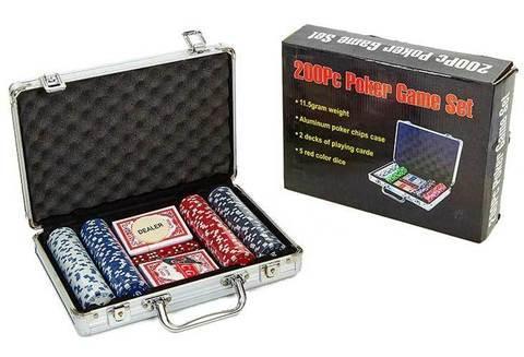 Набор в алюминиевом кейсе для игры в покер Poker Game Set Casino Size Chip (200 фишек), фото 2