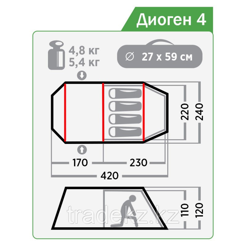 Палатка туристическая NORMAL Диоген 4 - фото 3 - id-p87104705