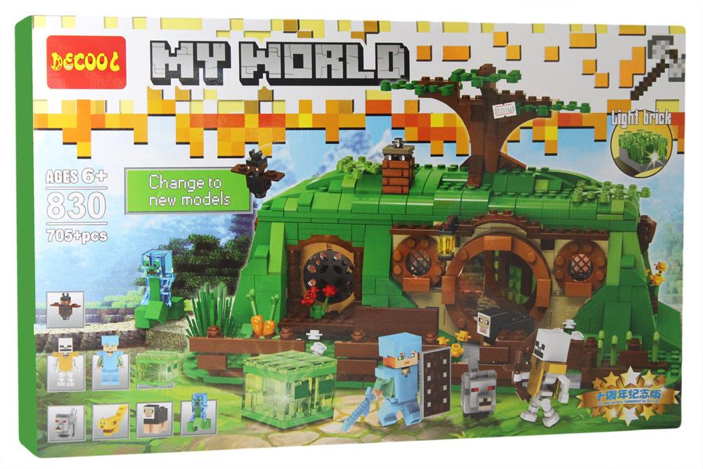 Jisi Bricks 830 Конструктор My World Лесной домик хоббита Стива, 705 дет. (Аналог LEGO)