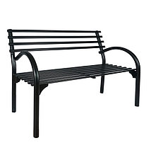 Скамейка со спинкой Беседа 3, металлическая, черная