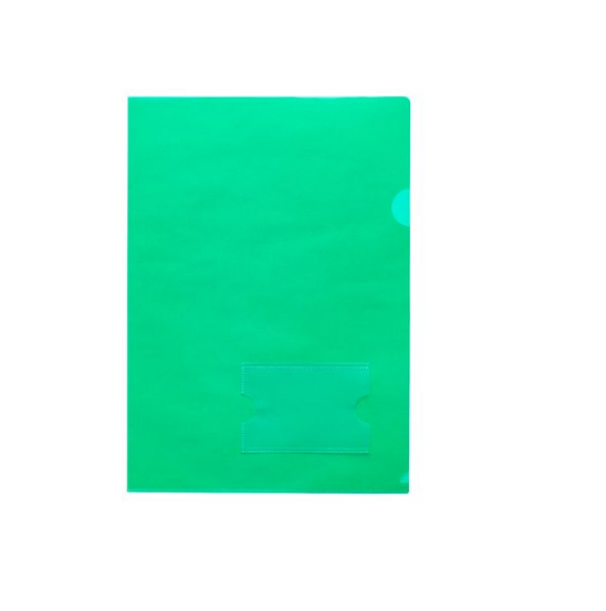 Папка-уголок пластиковая А4, 180мкм, с карманом для визитки, зелёная - фото 1 - id-p87112279