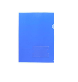 Папка-уголок пластиковая "Hatber", А4, 180мкм, с карманом для визитки, синяя