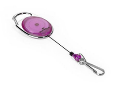 Рулетка для бейджа "Durable Style", вытяжной механизм до 80см, овальная, карабин, фиолетовая