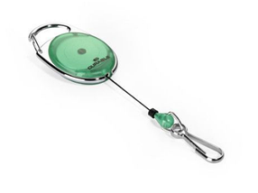 Рулетка для бейджа "Durable Style", вытяжной механизм до 80см, овальная, карабин, зелёная