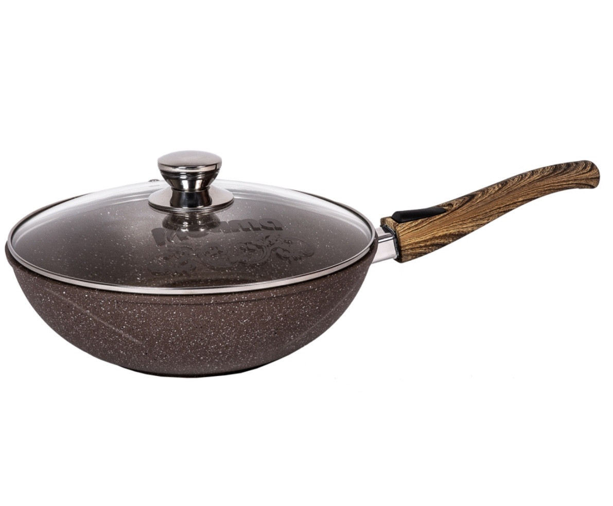Сковорода-вок Мечта Granit Brown 28 см. со съемной ручкой и стекл.крышкой, фото 1