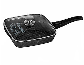 Сковорода-гриль Мечта Granit Black 28 см. со съемной ручкой и стеклянной крышкой