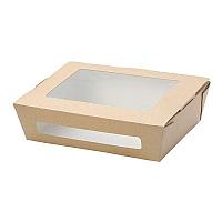 Коробка "DoEco" 190х150х50мм ECO SALAD 1000, с окном, коричн. (Салатник), 250 шт