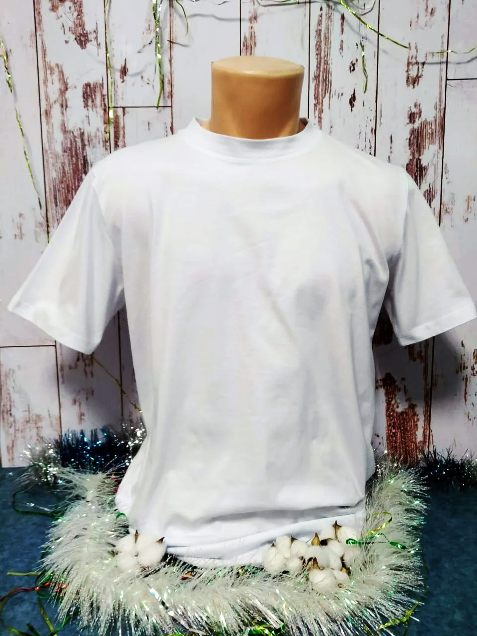 Футболка Х/Б, 46 (S) "Unisex", ткань Россия, цвет: белый