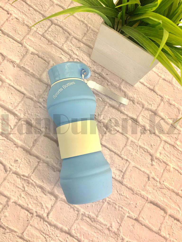Бутылочка спортивная складная из силикона "Sports Bottles" голубая - фото 3 - id-p87014027