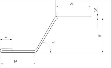 Профиль горизонтальный декоративный для фиброцементной панели  c полимерным покрытием 6*20*19*20*3000мм