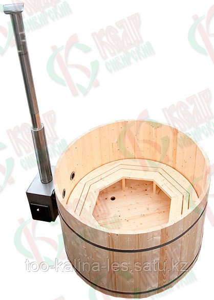 Фурако из кедра диаметр 150 см, с подогревом воды, наружная дровяная печь