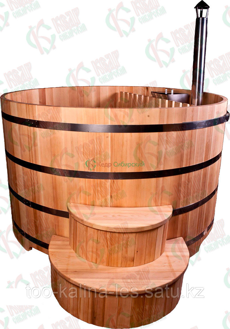 Фурако из кедра диаметр 180 см, с подогревом воды, внутренняя дровяная печь
