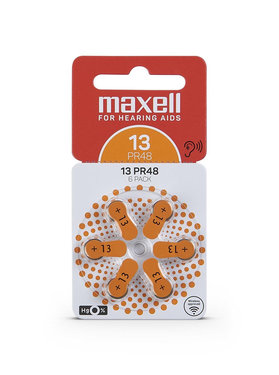 Батарейки для слухового аппарата PR48 (13) 6шт/уп Maxell