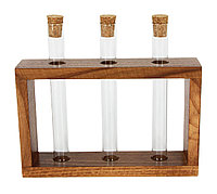 Деревянная подставка с пробирками для декорирования (3 пробирки), цвет орех