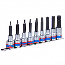 KING TONY Набор торцевых насадок 1/2", TORX, Т20-Т60 мм, L = 80 мм, 9 предметов KING TONY 4119PR10