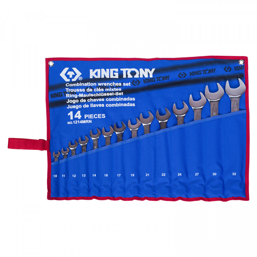 KING TONY Набор комбинированных ключей, 10-32 мм, чехол из теторона, 14 предметов KING TONY 1214MRN