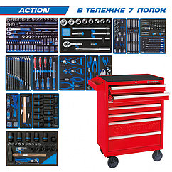 KING TONY Набор инструментов "ACTION" в красной тележке, 327 предметов KING TONY 934-327MRV01