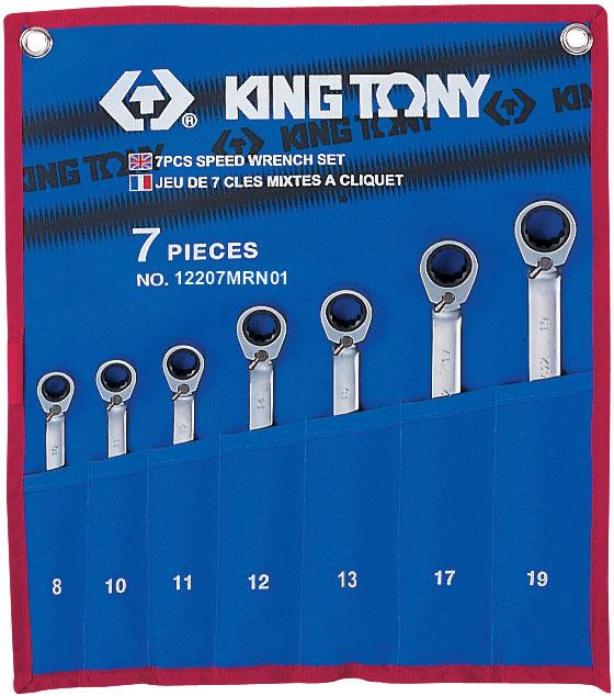 KING TONY Набор комбинированных трещоточных ключей, 8-19 мм, чехол из теторона, 7 предметов KING TONY - фото 1 - id-p87158485