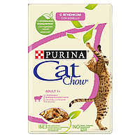 Cat Chow Adult для взрослых кошек, с ягненком и зеленой фасолью в желе, пауч 85гр.