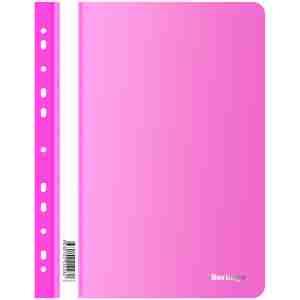 Папка-скоросшиватель пластик. перф. Berlingo "Neon", А4, 180мкм, неоновая розовая