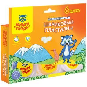 Пластилин шариковый Мульти-Пульти "Енот в Новой Зеландии" 6 цв, застывающий