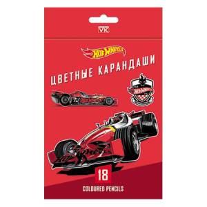 Карандаши цветные "VK" 18 цв.-HOT WHEELS- с заточ. в карт.короб. с европодвесом (Hot wheels)