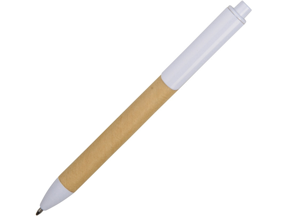 Ручка картонная пластиковая шариковая Эко 2.0, бежевый/белый - фото 2 - id-p87180494