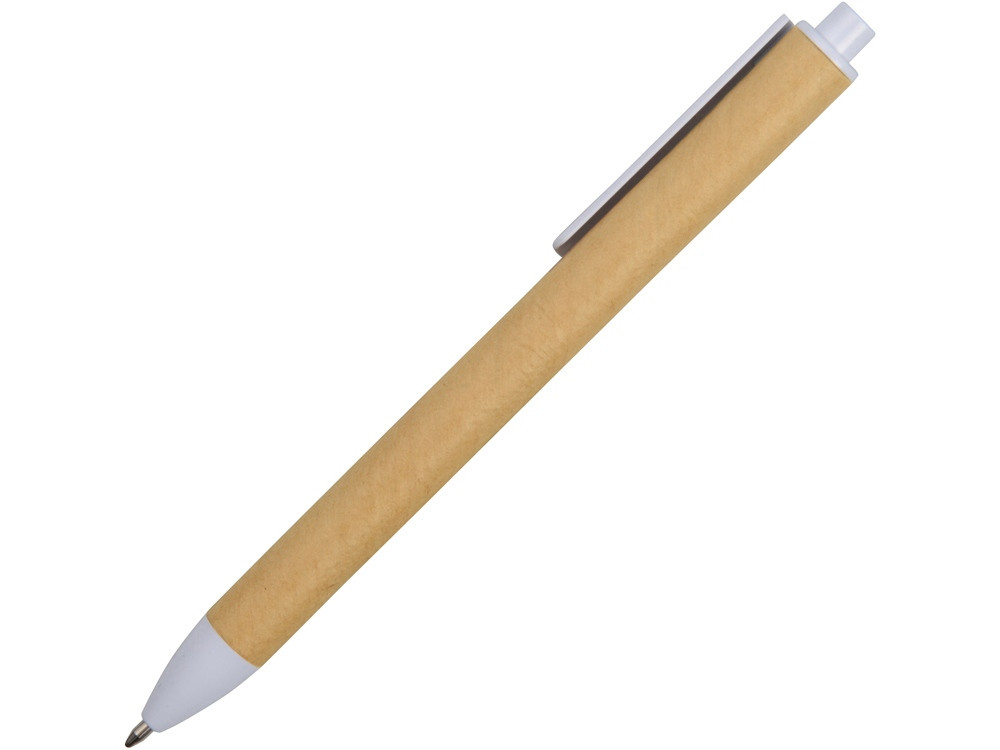 Ручка картонная пластиковая шариковая Эко 2.0, бежевый/белый - фото 3 - id-p87180494