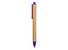 Ручка картонная пластиковая шариковая Эко 2.0, бежевый/фиолетовый, фото 3
