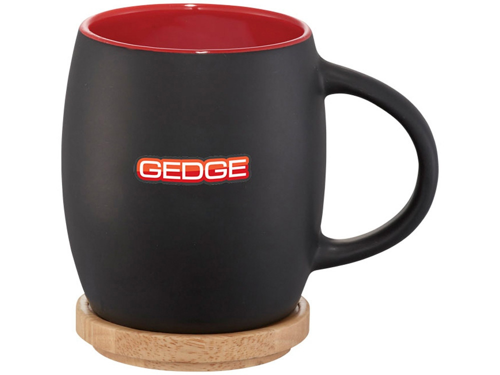 Керамическая чашка Hearth с деревянной крышкой-костером, черный/красный - фото 6 - id-p87179565