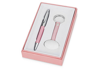 Набор Авалон: ручка шариковая, брелок, розовый