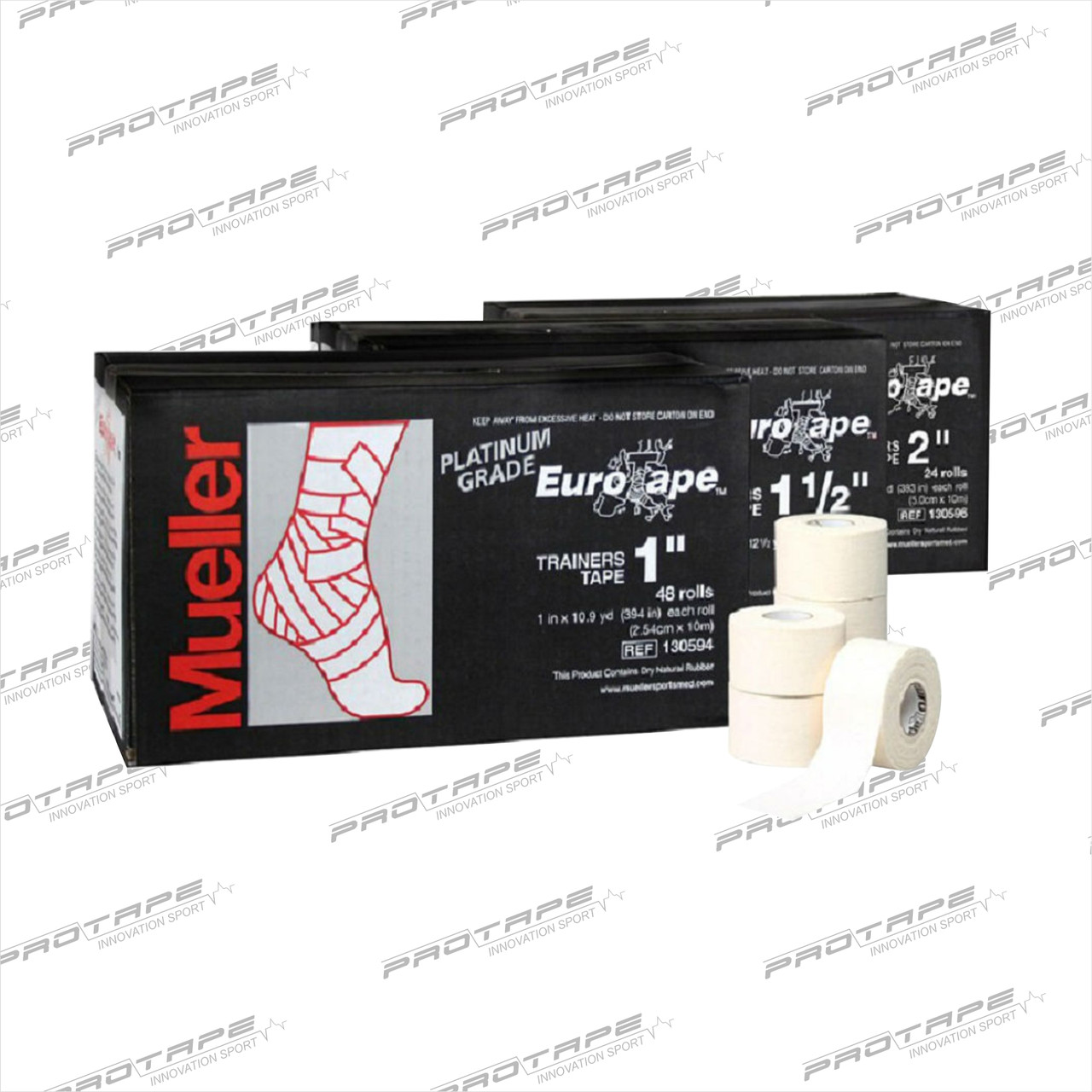 Клейкий жесткий тейп 130594 Mueller Euro Tape 2.5см × 11.4м, 48 рул - фото 1 - id-p83382738