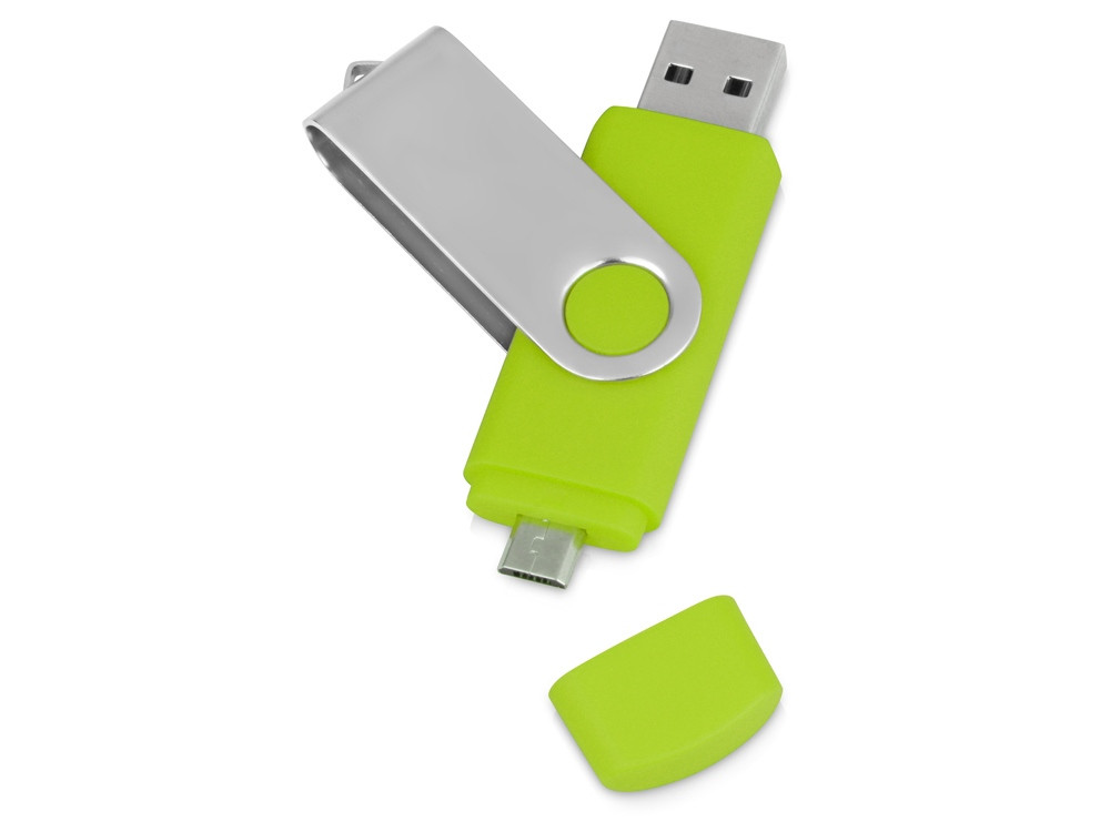 USB/micro USB-флешка 2.0 на 16 Гб Квебек OTG, зеленое яблоко - фото 1 - id-p87179959