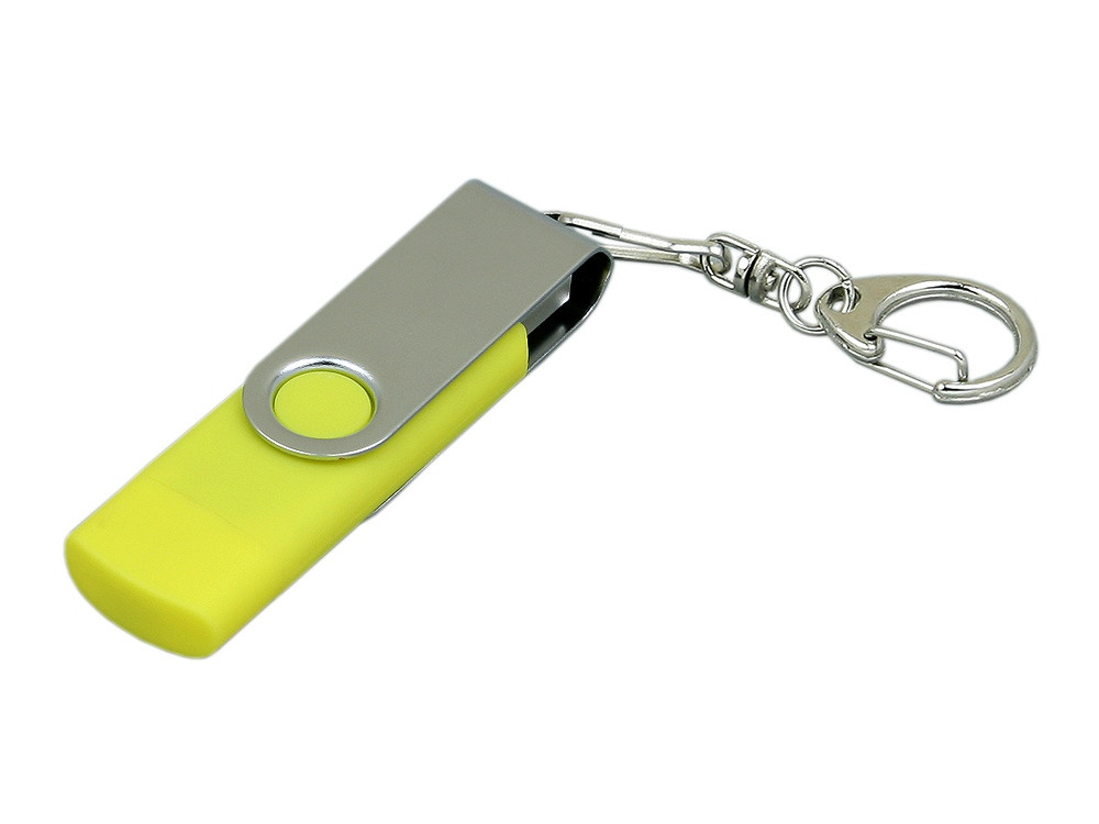 Флешка с поворотным механизмом, c дополнительным разъемом Micro USB, 16 Гб, желтый